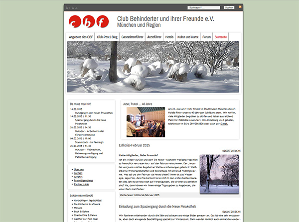 homepage im inimlistischen Design, weiß und grau