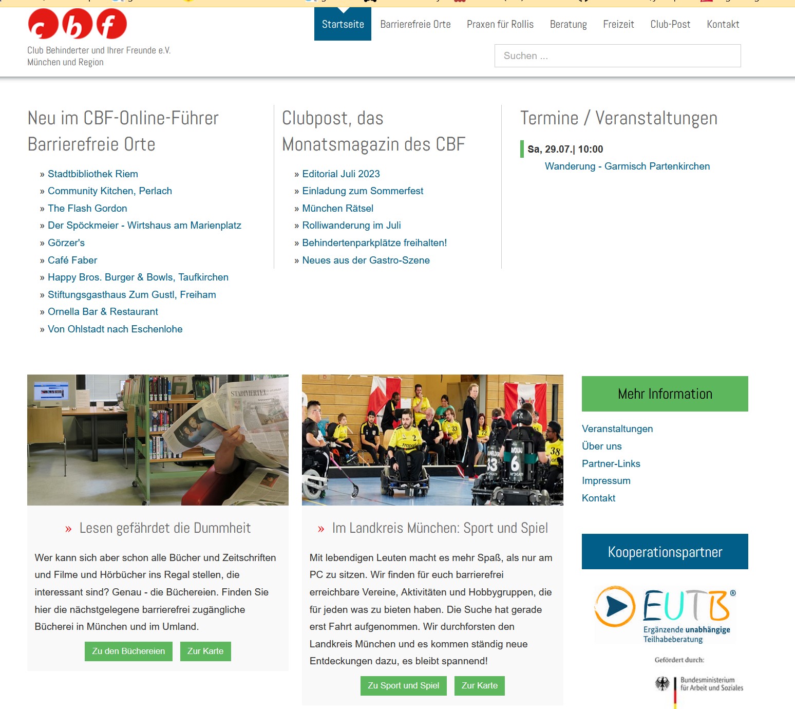 homepage 2015 mit kräftigen blauen und grünen Überschriftsblöcken