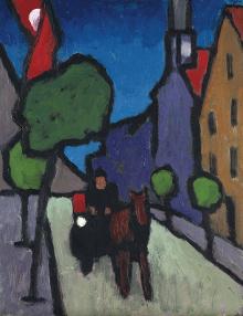 Gabriele Münter - Murnauer Hauptstrasse mit Pferdegespann (1933)