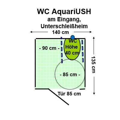 WC AquariUSH am Eingang, Unterschleißheim Plan