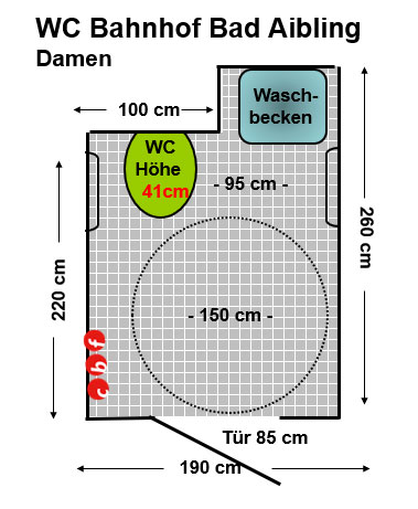 WC Bahnhof Bad Aibling Damen Plan