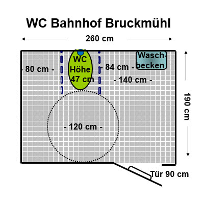 WC Bahnhof Bruckmühl Plan