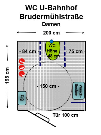 WC U- Bahnhof Brudermühlstraße Damen Plan