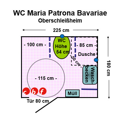 WC Pfarrheim Maria Patrona Bavariae, Oberschleißheim Plan
