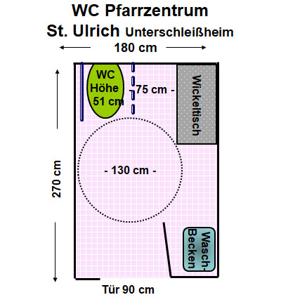 WC Pfarrzentrum St. Ulrich, Unterschleißheim Plan