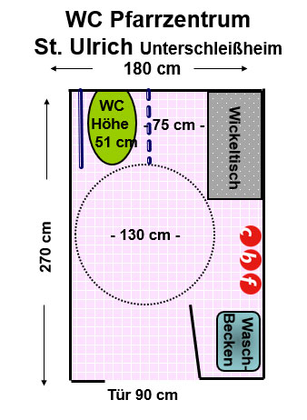 WC Pfarrzentrum St. Ulrich, Unterschleißheim Plan