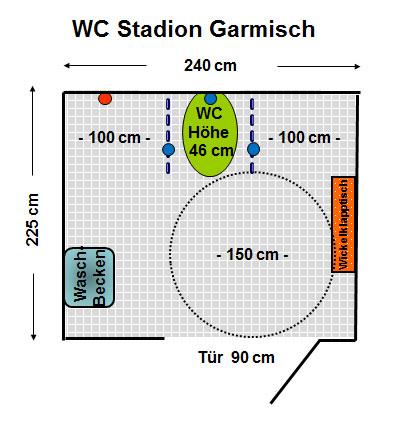 WC Olympia-Skistadion Garmisch (grüner Würfel) Plan