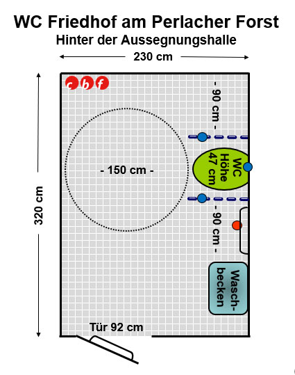 WC Friedhof am Perlacher Forst hinter der Aussegnungshalle Plan