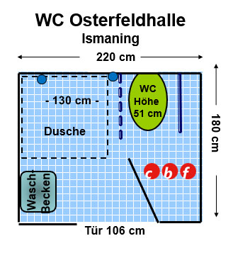 WC Osterfeldhalle Ismaning mit Dusche Plan