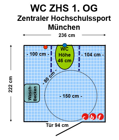 WC ZHS Zentraler Hochschulssport  München, 1.OG Plan
