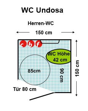 WC Undosa H’ugo’s Beach Club, Herren WC, Starnberg Plan