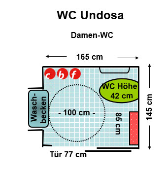 WC Undosa H’ugo’s Beach Club Starnberg Damen WC Plan